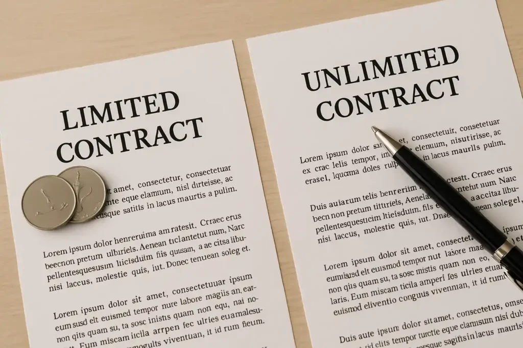 What is the difference between a limited and unlimited contract in UAE